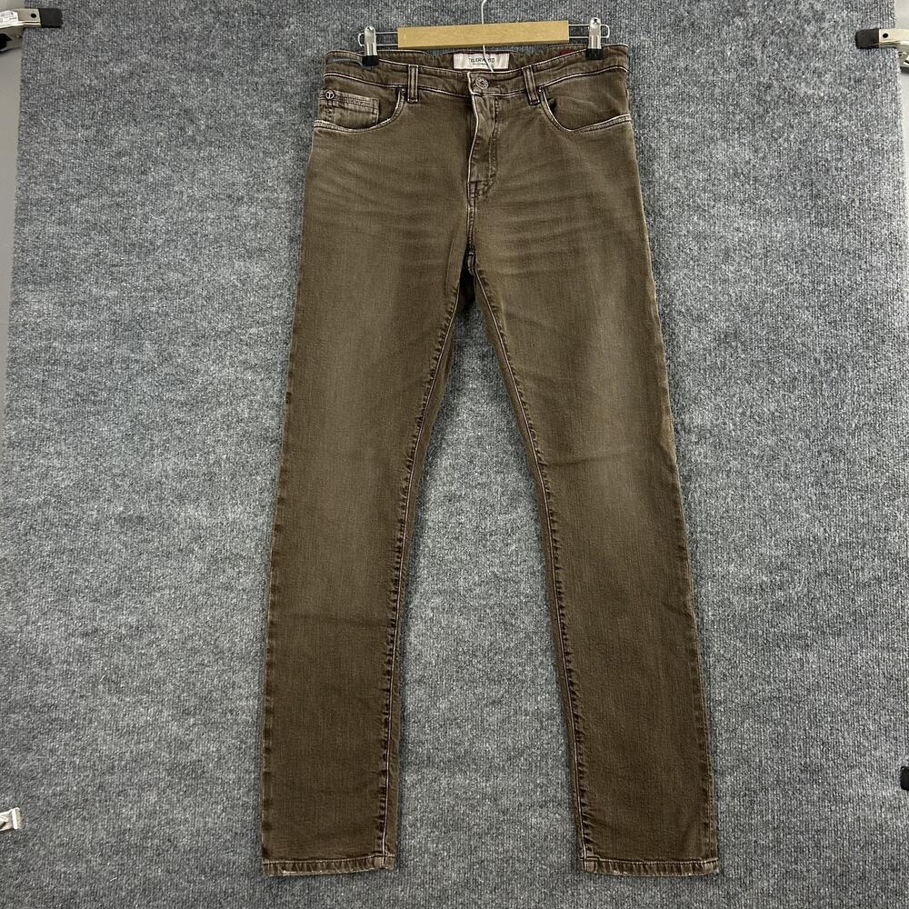 Teleria Zed Jeans Mens 34 Cobra 19 A Brown Slim Tapered Denim Selvedge Italy